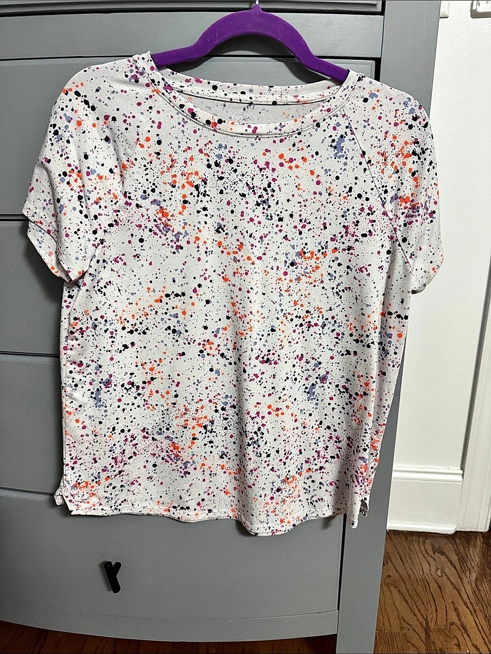 Athletic Works Abstract Splatter Tee in White & Pink Size XL (14-16) Like 